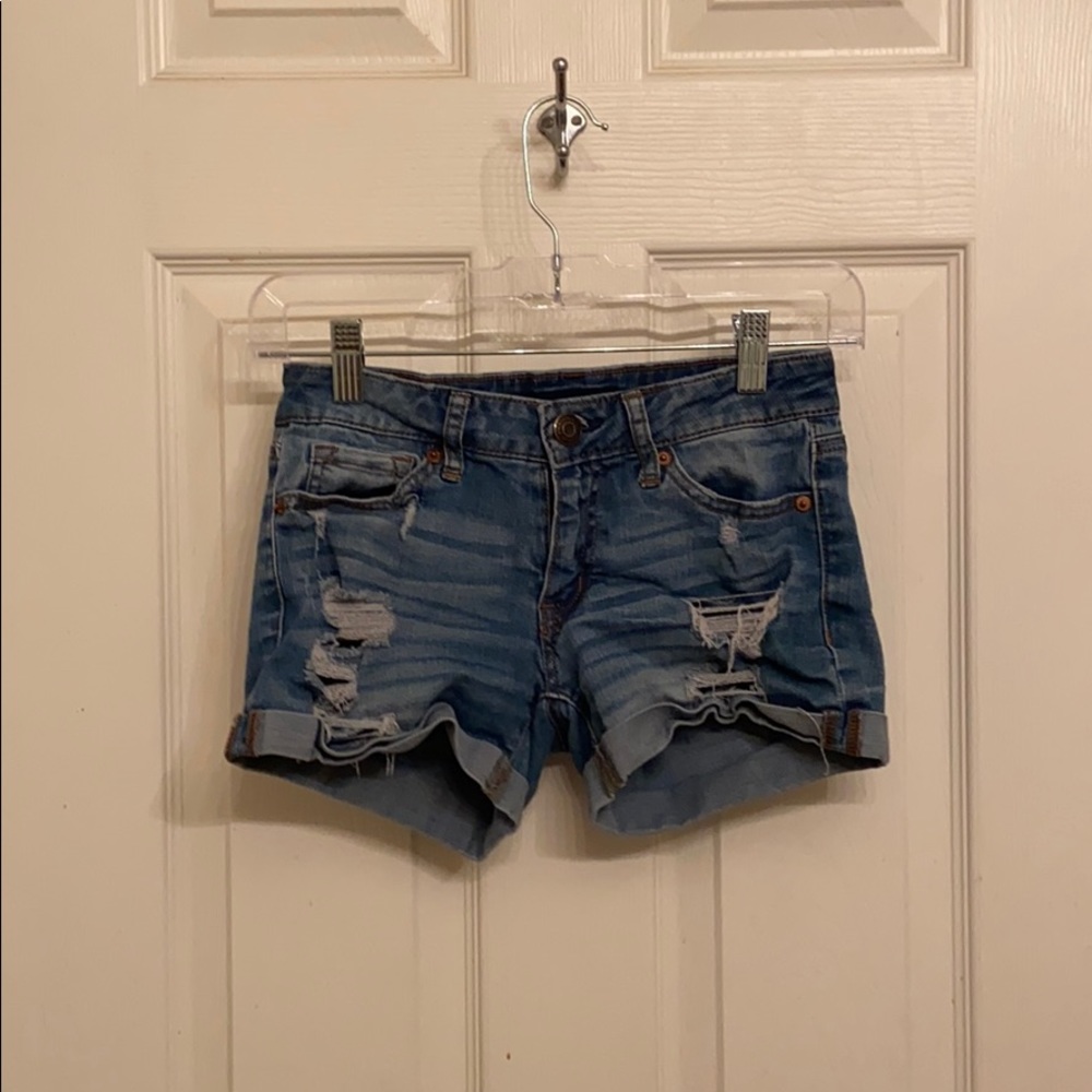aeropostale blue denim shorts midi